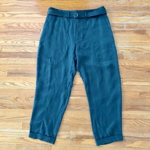 Army Green Silky Club Monaco Cuffed Cargo Pants